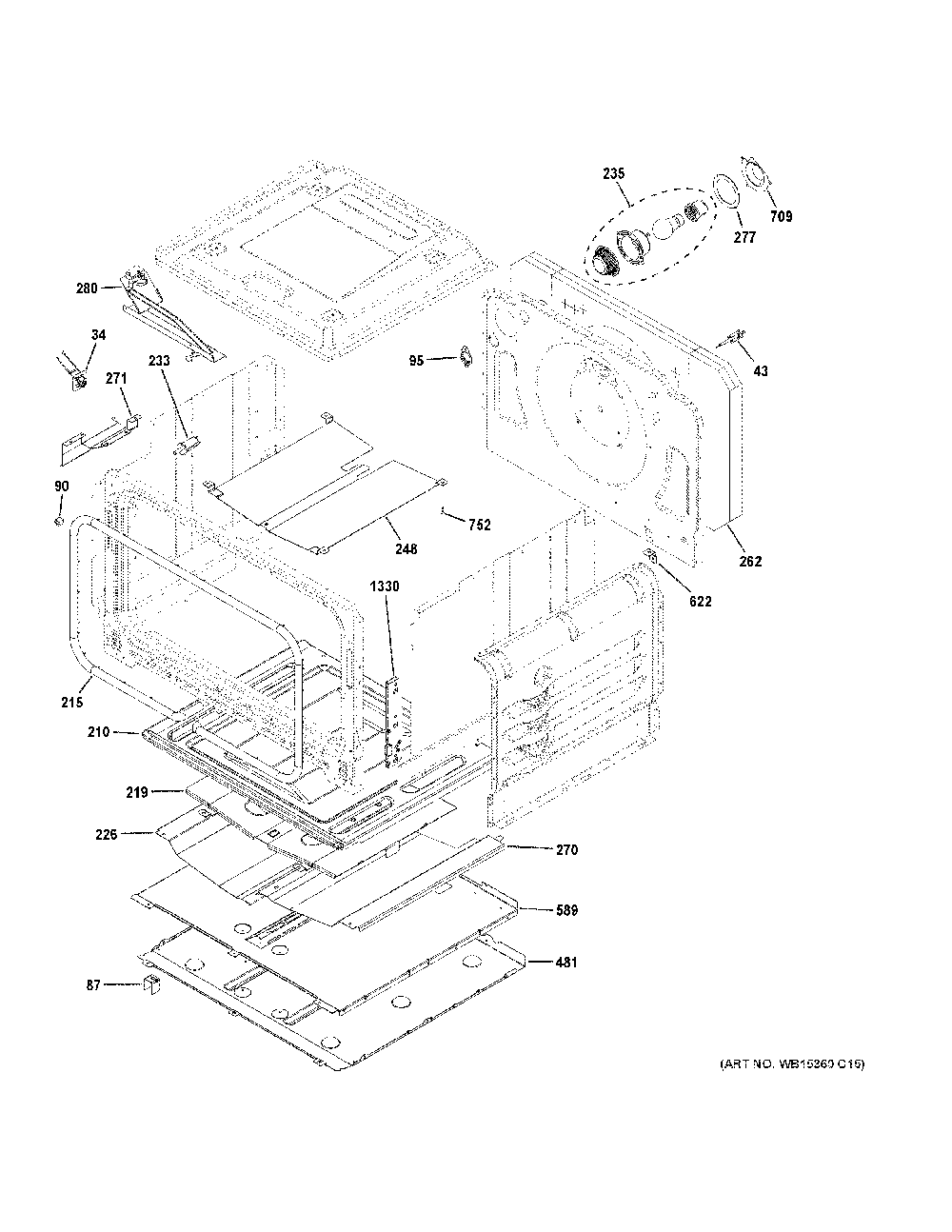 Lower oven Diagram and Parts List for PGS960FEL4DS  General Electric Range