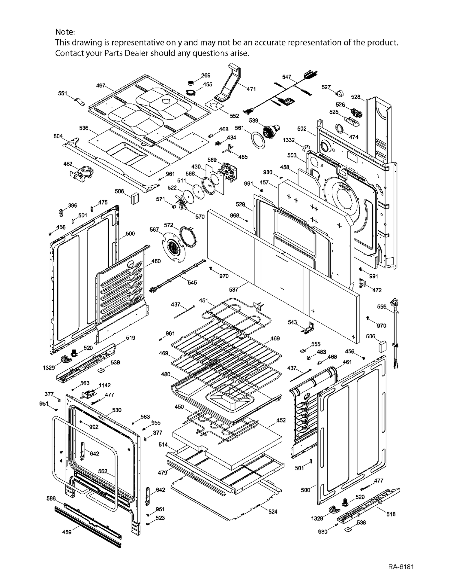BODY PARTS Diagram and Parts List for PCB905SK1SS  General Electric Range