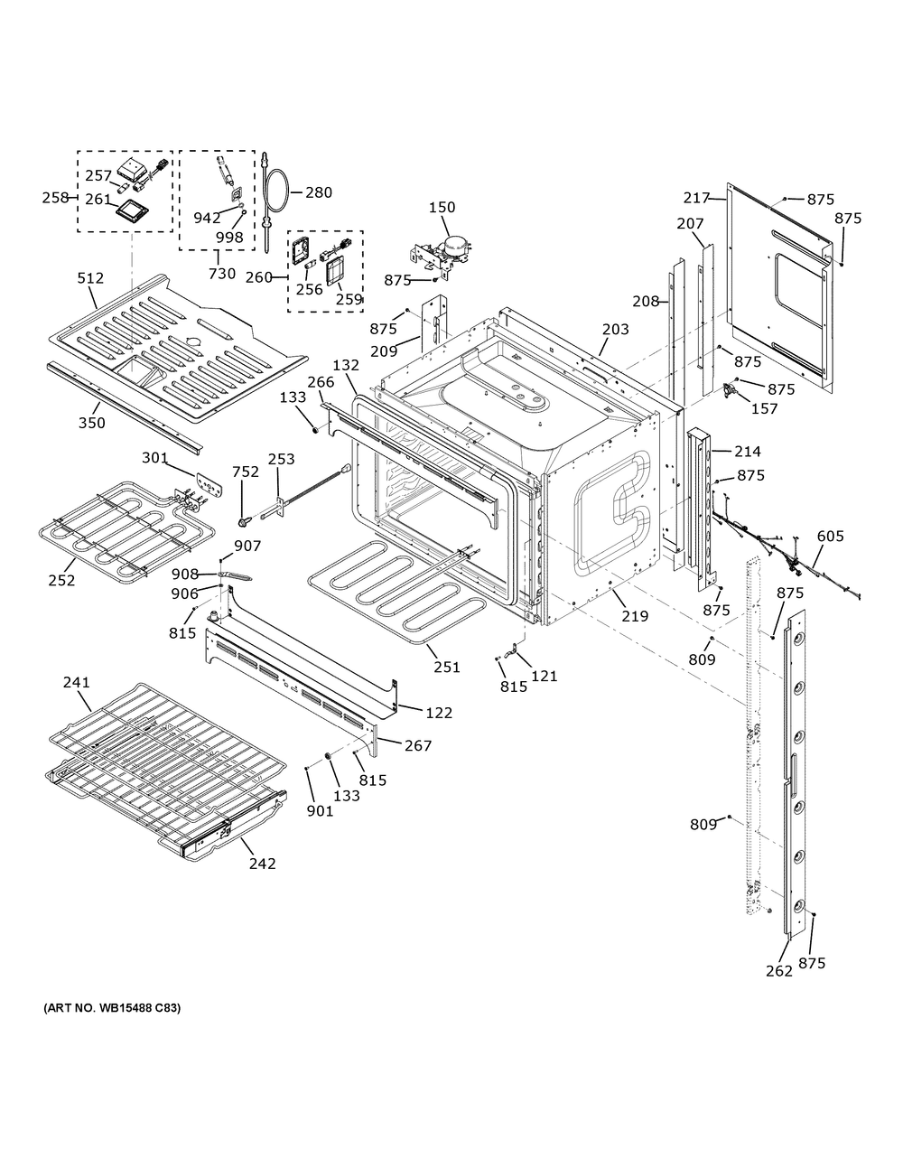 Upper Oven Diagram and Parts List for PTD700LSN3SS  General Electric Wall Oven