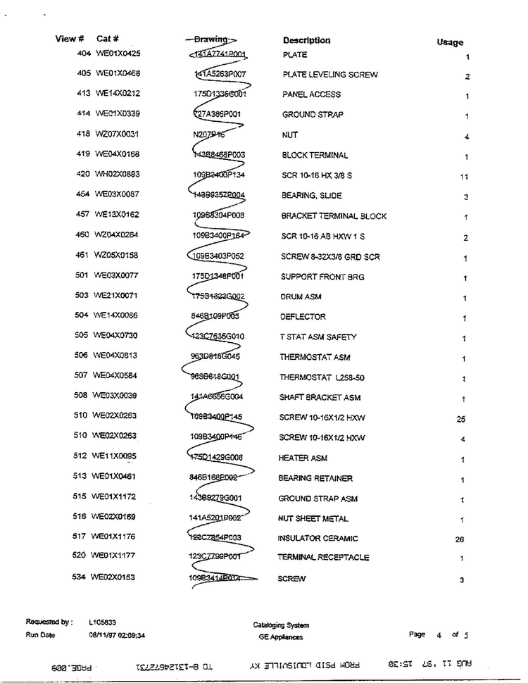 Electric Dryer Page 8 Diagram and Parts List for SIG7010ET0WG  General Electric Dryer