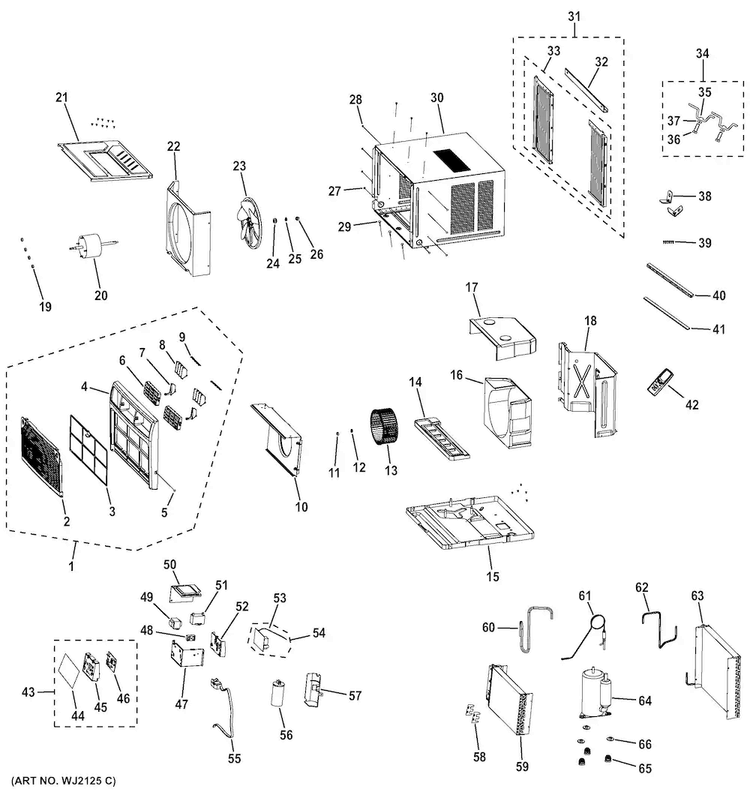 Room Air Conditioner Diagram and Parts List for AEN12ASL1  General Electric Air Conditioner