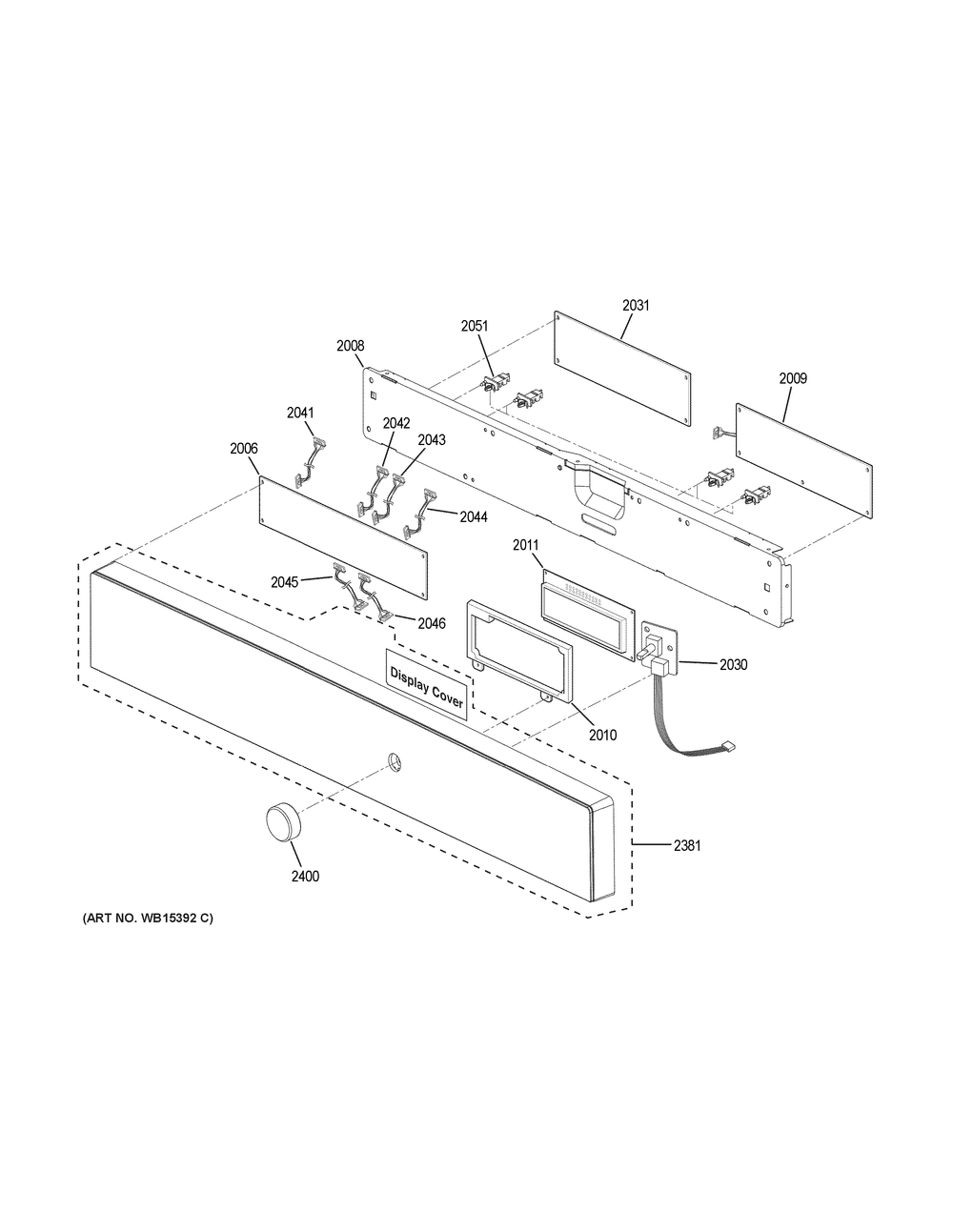 Control Panel Diagram and Parts List for JK3800SHASS  General Electric Wall Oven