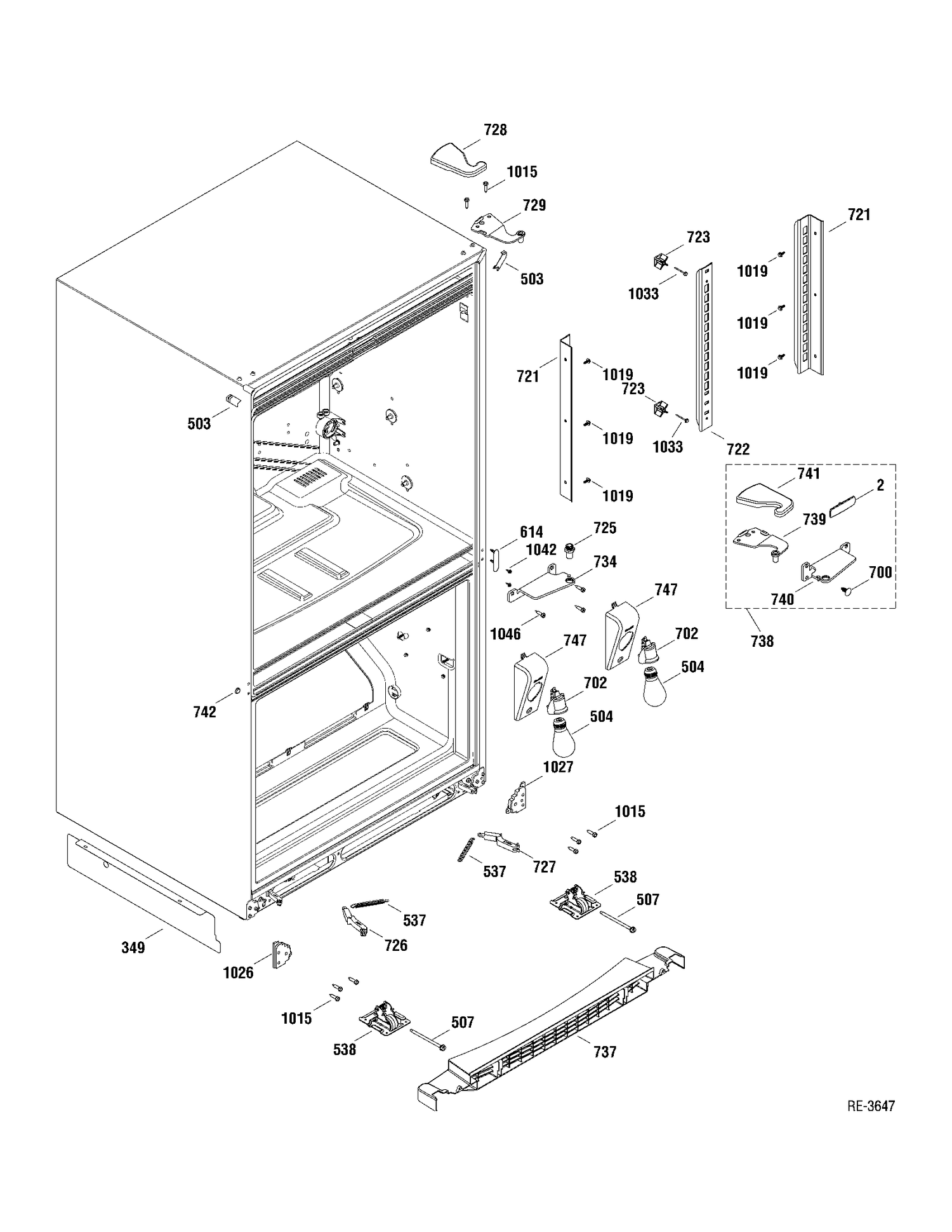 MISC PARTS Diagram and Parts List for PDRF0MBXARWW  General Electric Refrigerator