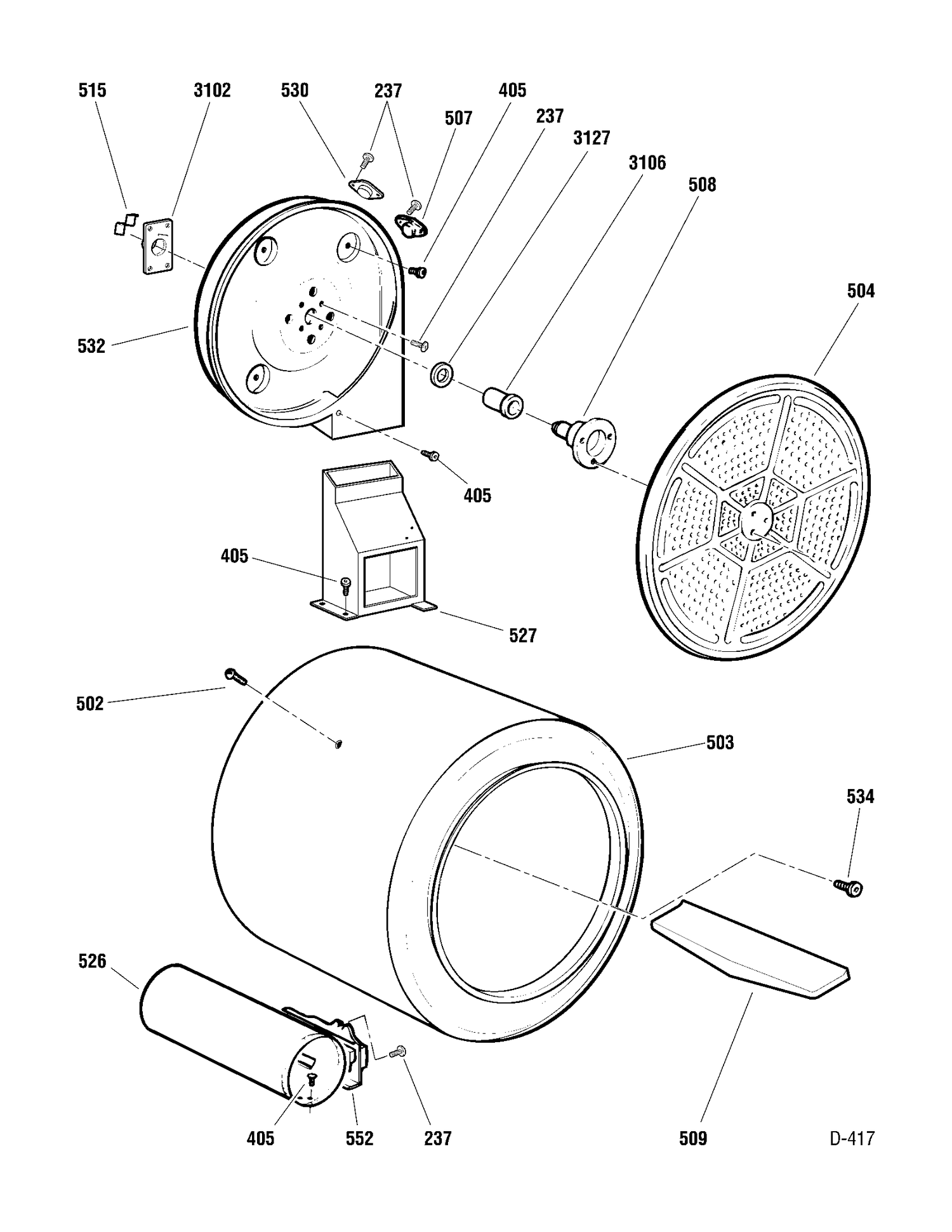 DRUM & HEATER Diagram and Parts List for PCVH565GH2BB  General Electric Dryer