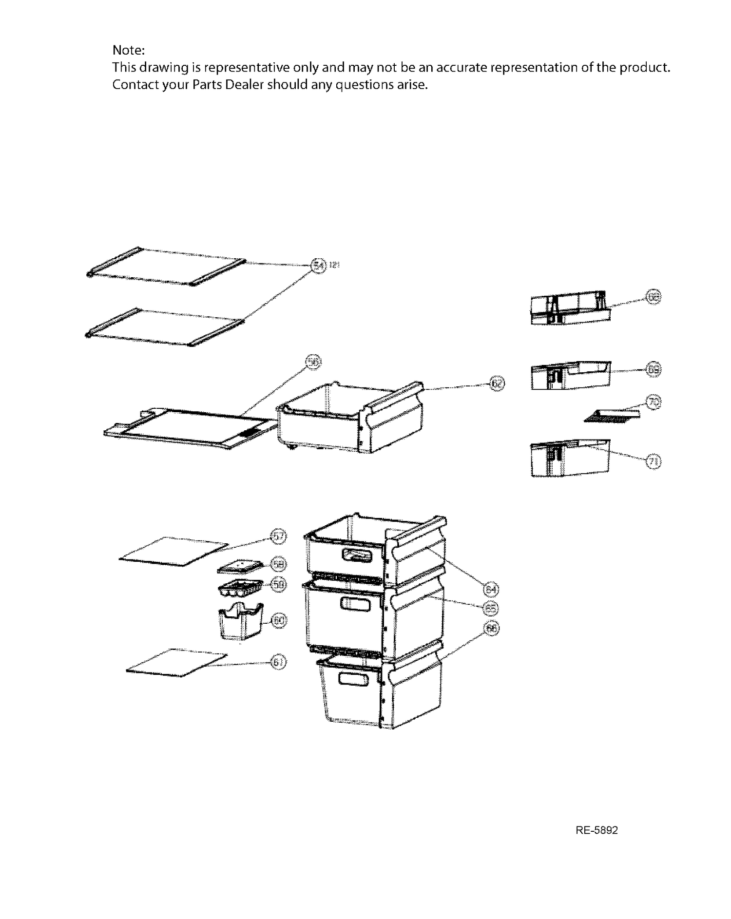 SHELVES Diagram and Parts List for MBR12DGHAWW  General Electric Refrigerator