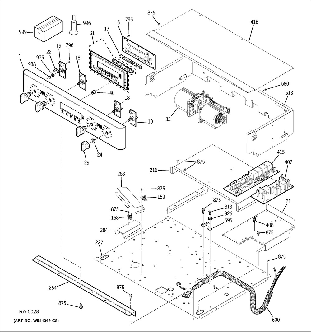 Control Panel Diagram and Parts List for ZIDS240BASS  General Electric Refrigerator