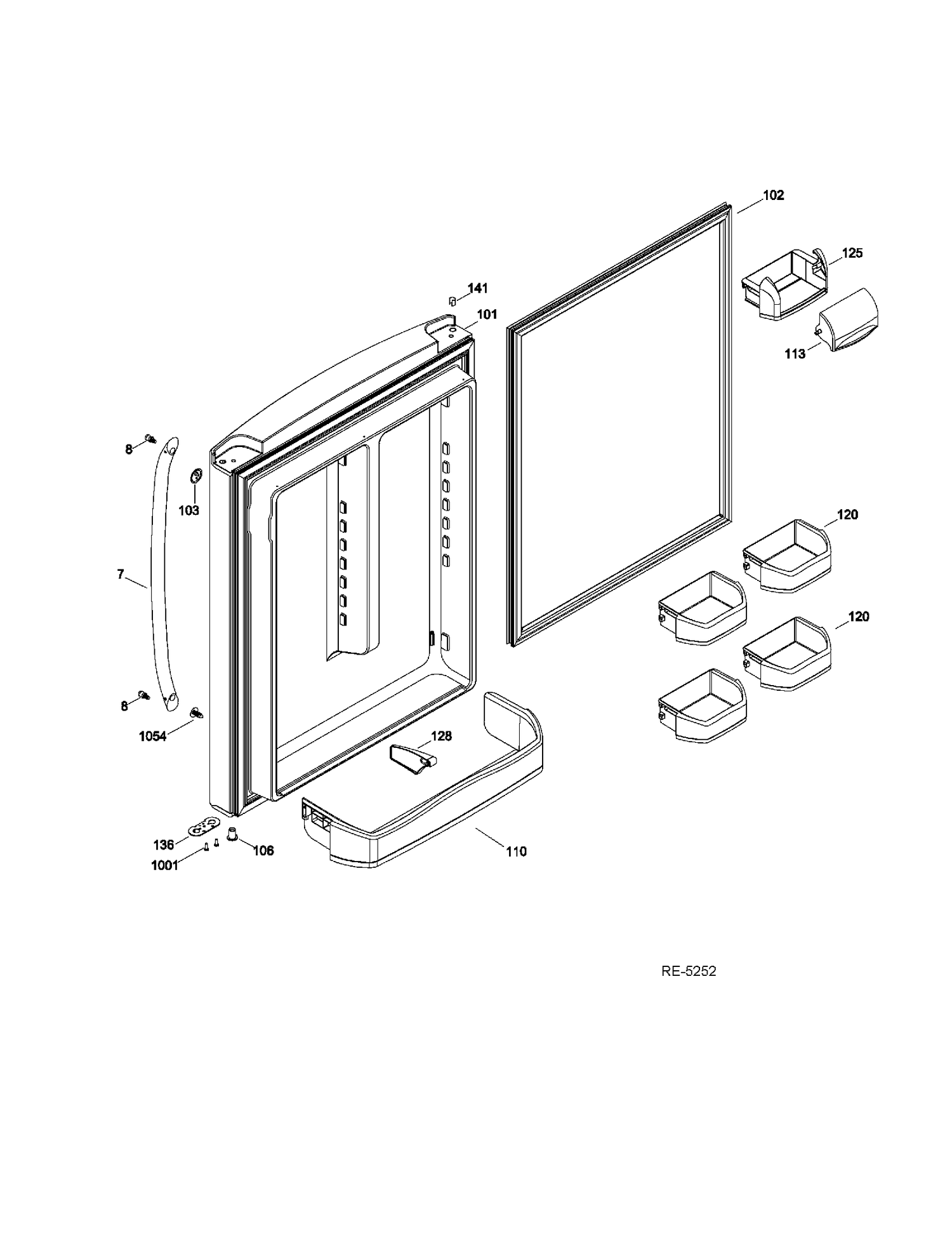 FF DOOR Diagram and Parts List for GDRS0KBXFRSS  General Electric Refrigerator