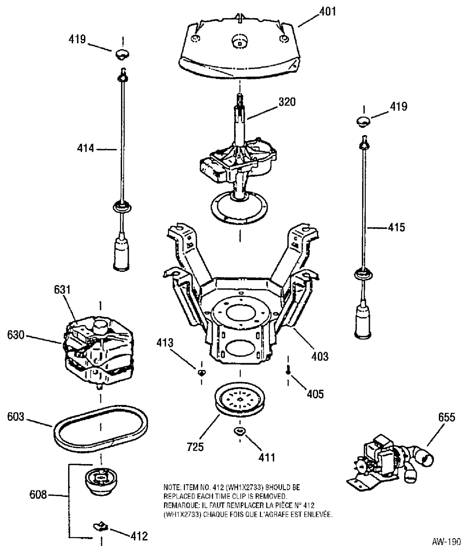 SUSPENSION, PUMP & DRIVE COMPONENTS Diagram and Parts List for GBSR1080A0WW  General Electric Washer