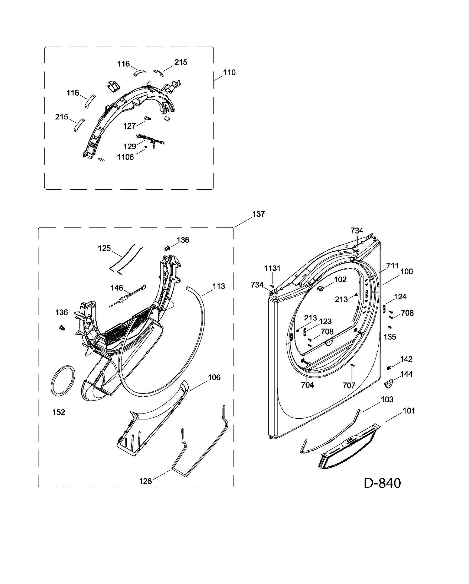 FRONT PANEL Diagram and Parts List for GFMN110GD0WW  General Electric Dryer