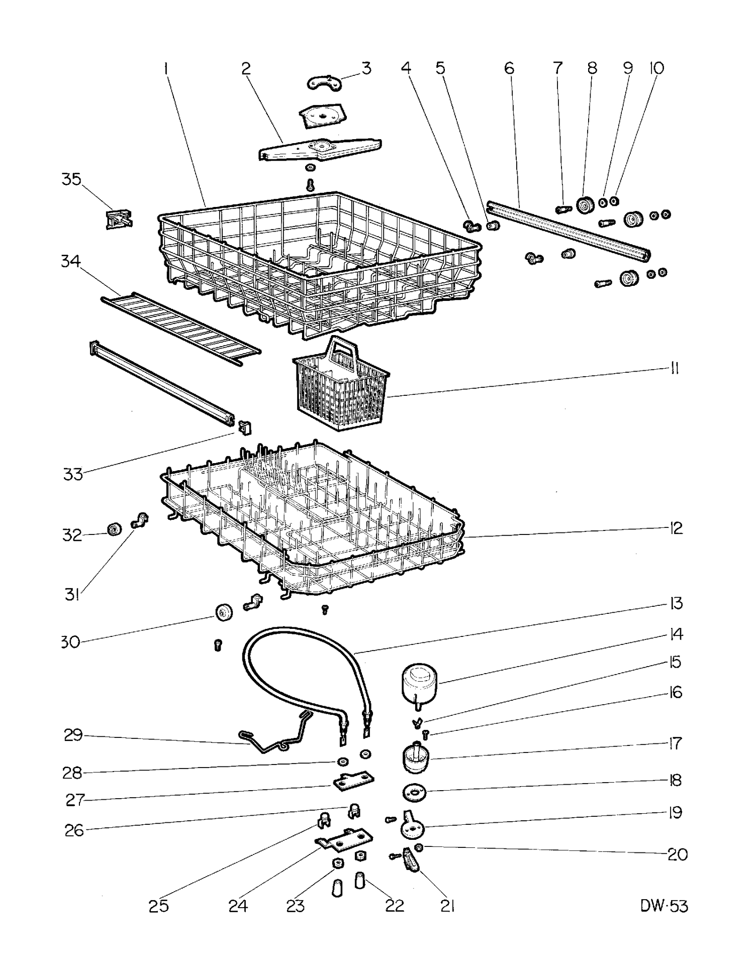 RACK & HEATER PARTS Diagram and Parts List for 40290117  General Electric Dishwasher