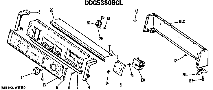 Backsplash For Ddg5380bcl Only Diagram and Parts List for DDG7188VKL  General Electric Dryer