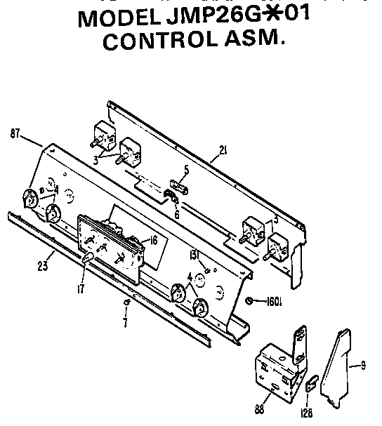 Controls Diagram and Parts List for JMP26G*01  General Electric Range