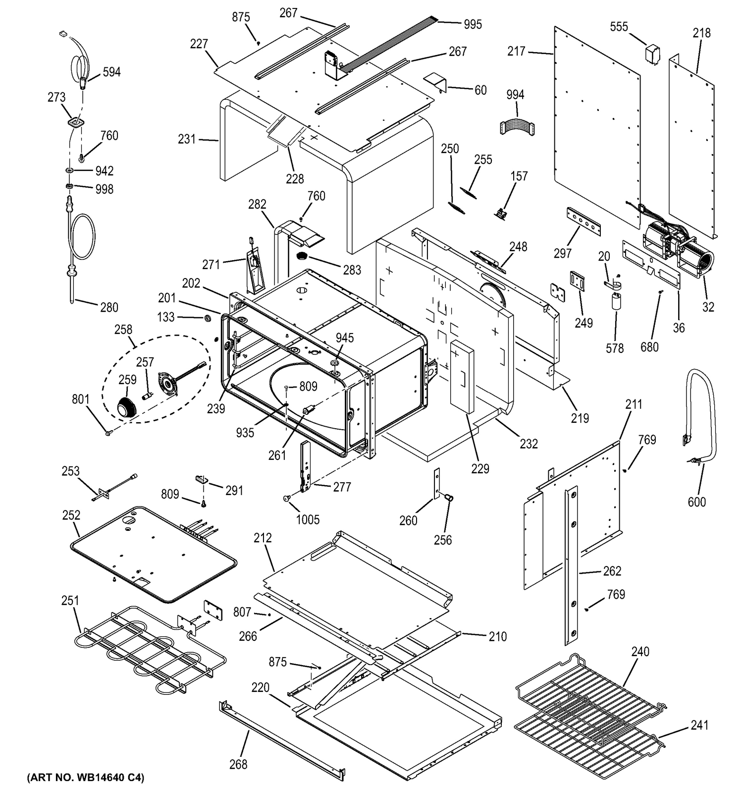 LOWER OVEN Diagram and Parts List for ZET1DJ1SS  General Electric Wall Oven