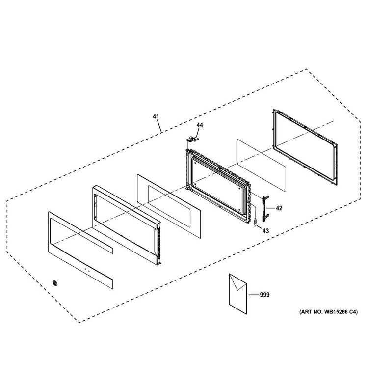 Door Parts Diagram and Parts List for CEB1590SJ1SS  General Electric Microwave