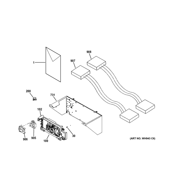 Controls Diagram and Parts List for GTUP240EM4WW  General Electric Washer Dryer Combo