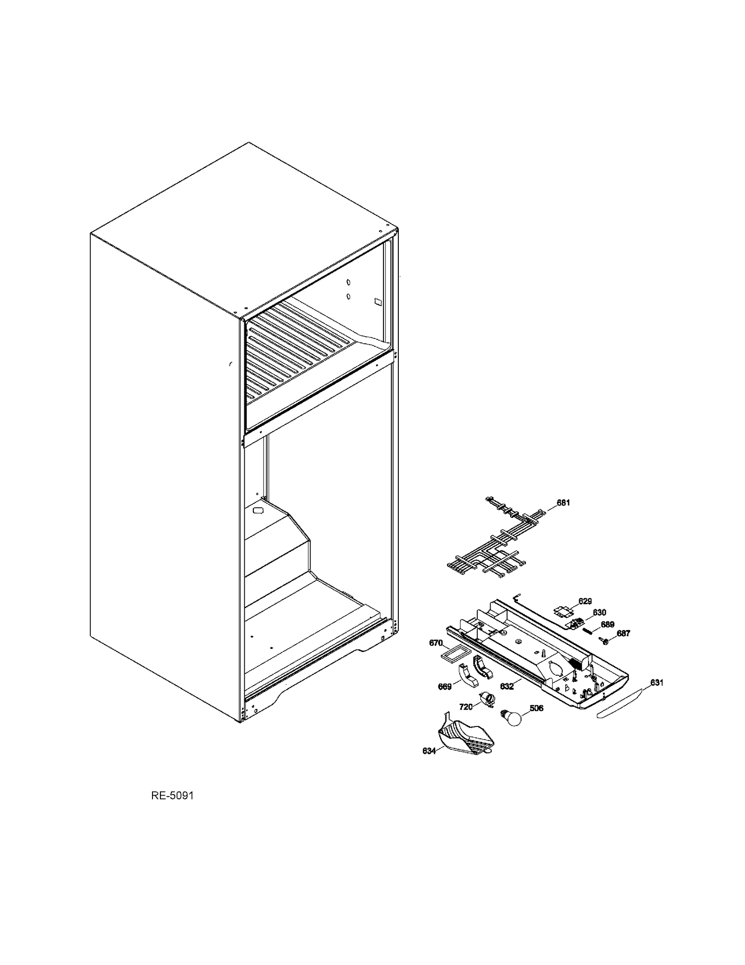 FF SECTION Diagram and Parts List for GTRS0HBZBLSS  General Electric Refrigerator