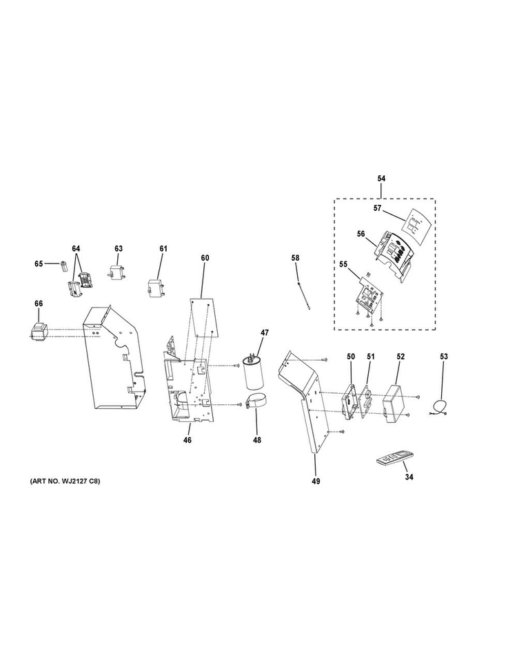 Control Parts Diagram and Parts List for AJEM12DCFL1  General Electric Air Conditioner