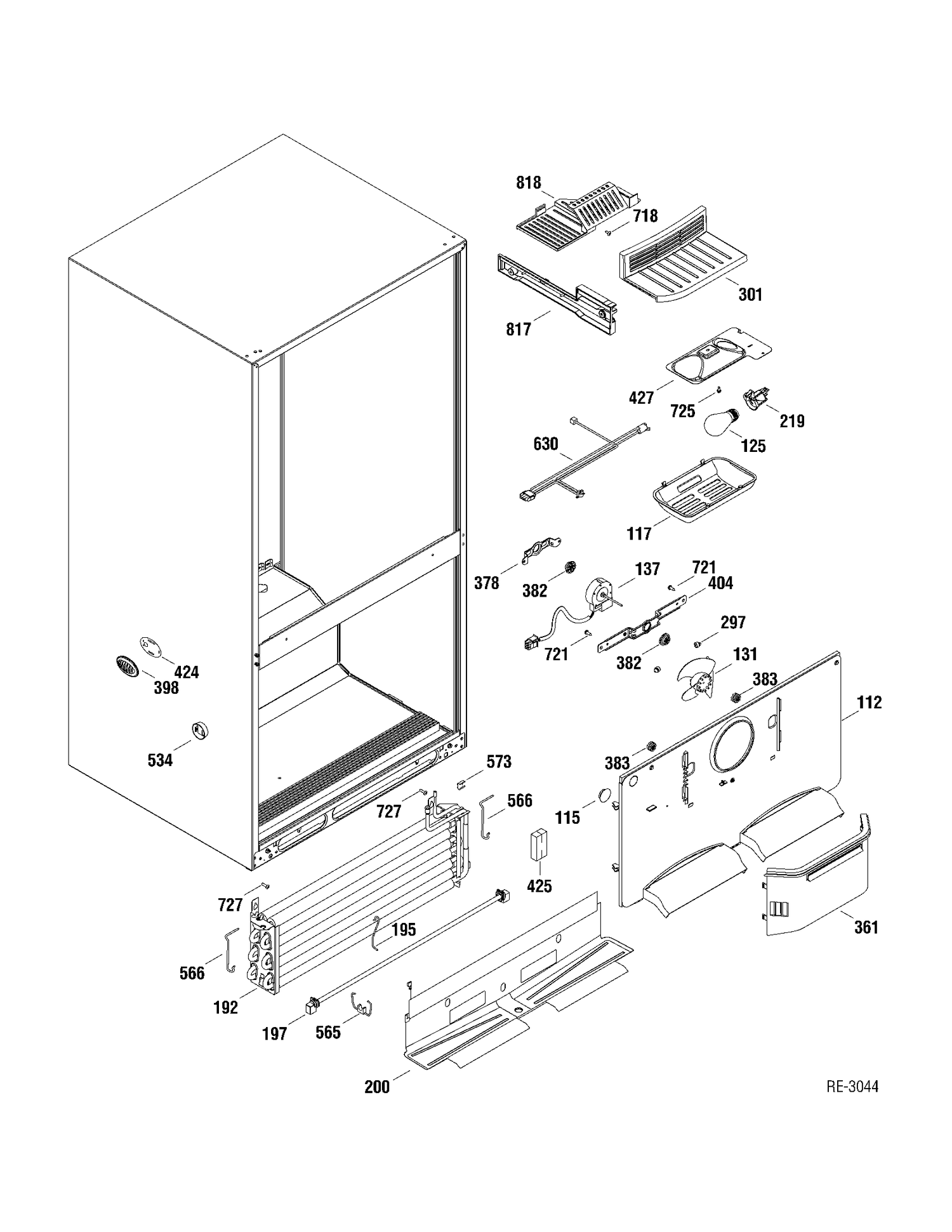 FZ SECTION Diagram and Parts List for GDRS0KBXARSS  General Electric Refrigerator