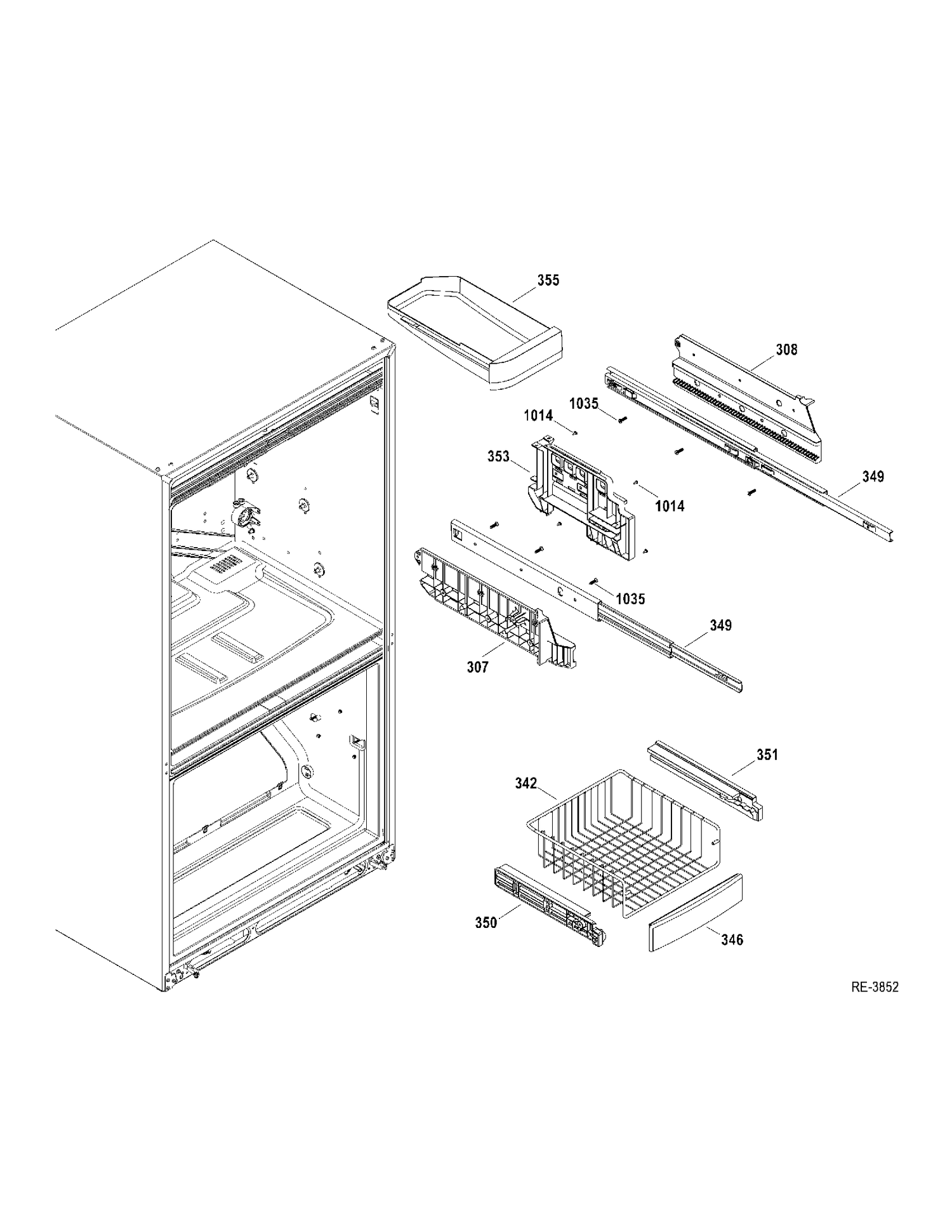 FZ BASKETS Diagram and Parts List for GFRF2KBYCWW  General Electric Refrigerator