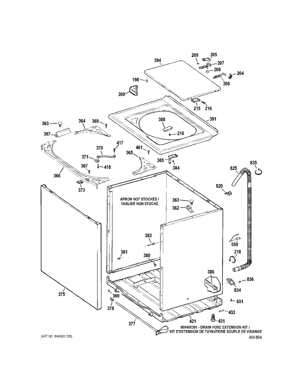 Cabinet Diagram and Parts List for GMR05BLHCSCA  General Electric Washer