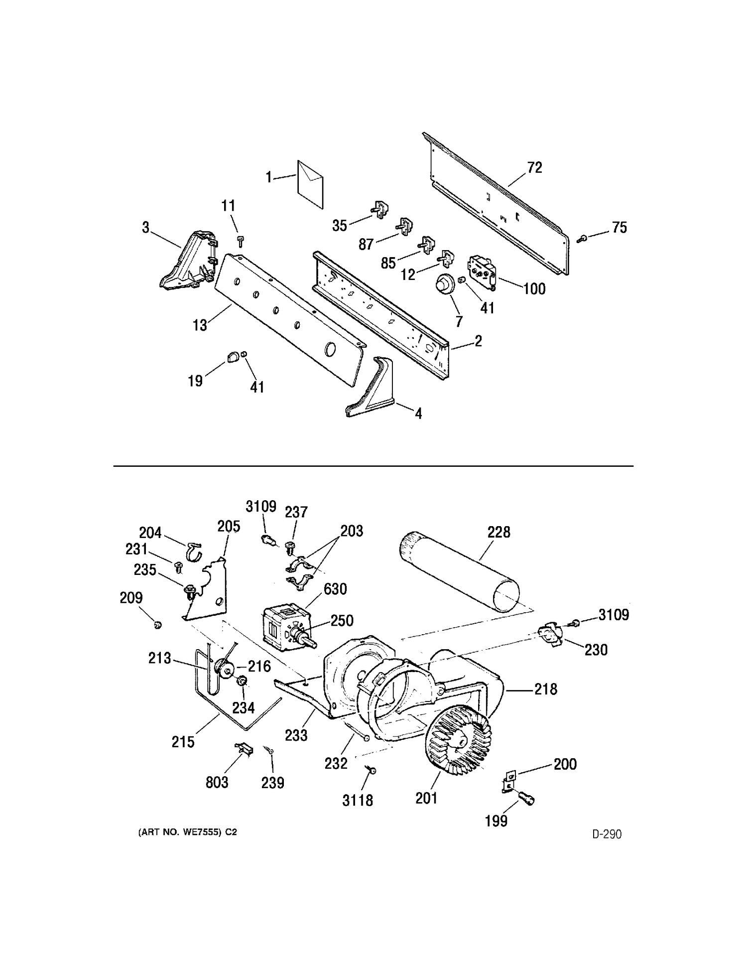 CONTROL Diagram and Parts List for PWSR483GB0WW  General Electric Dryer