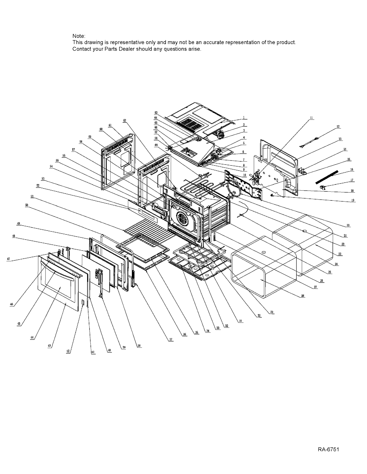 OVEN Diagram and Parts List for HCW2360AES  General Electric Range