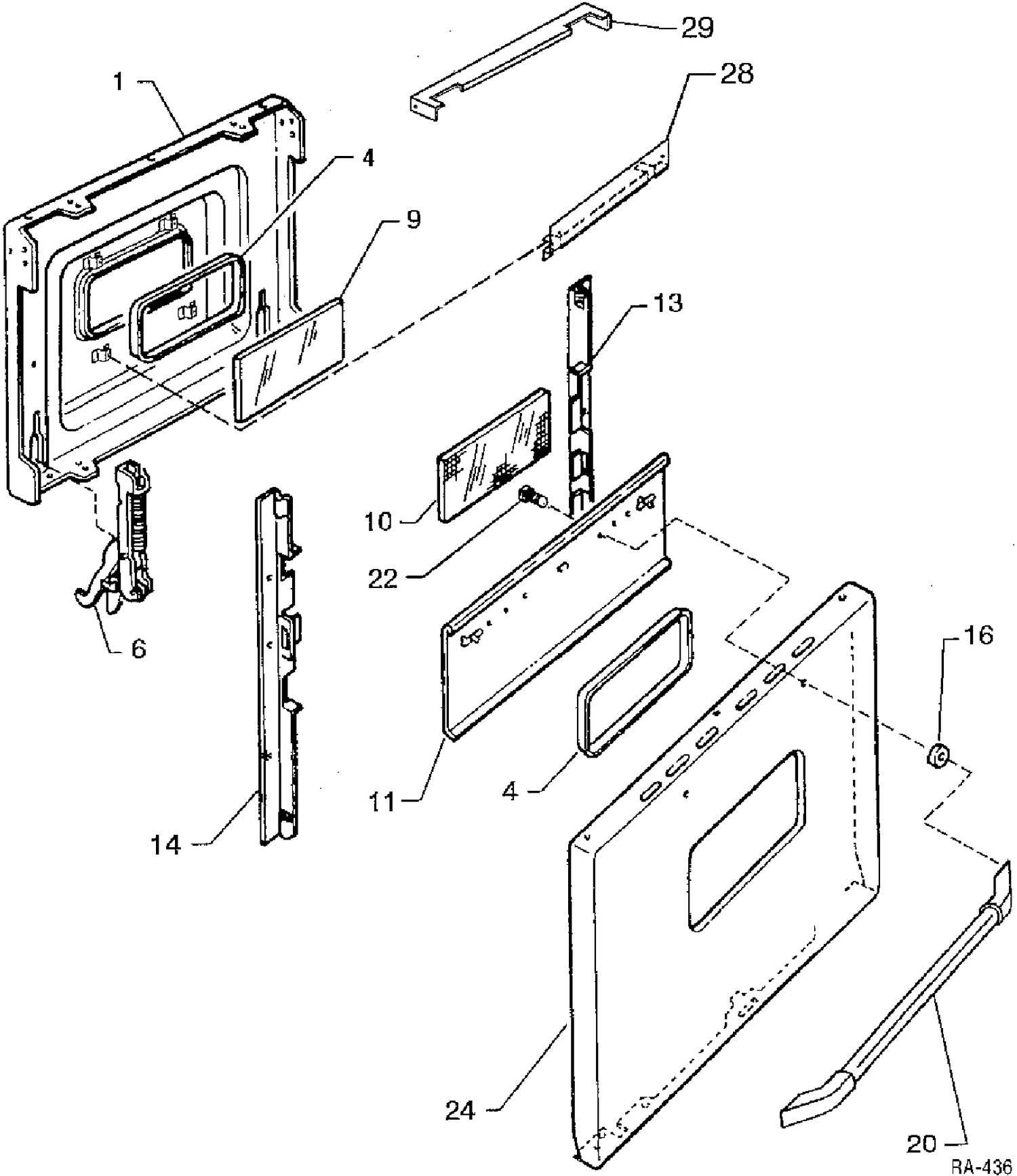 DOOR ASSEMBLY Diagram and Parts List for HRMF2300SW-5  General Electric Range