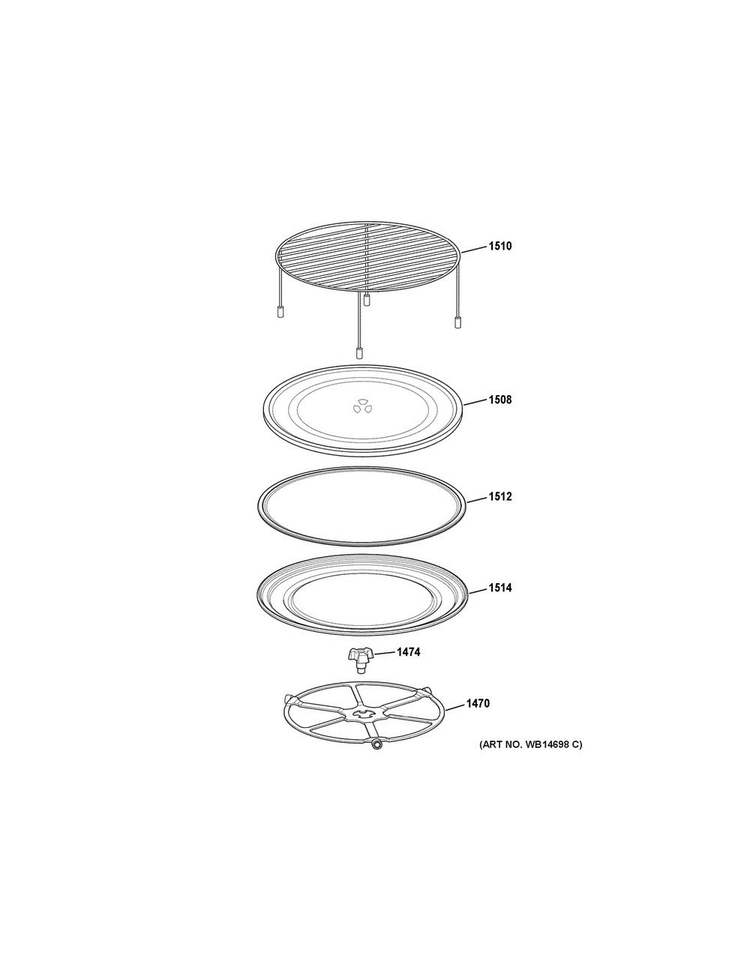 Interior Parts Diagram and Parts List for ZSC1201J2SS  General Electric Microwave