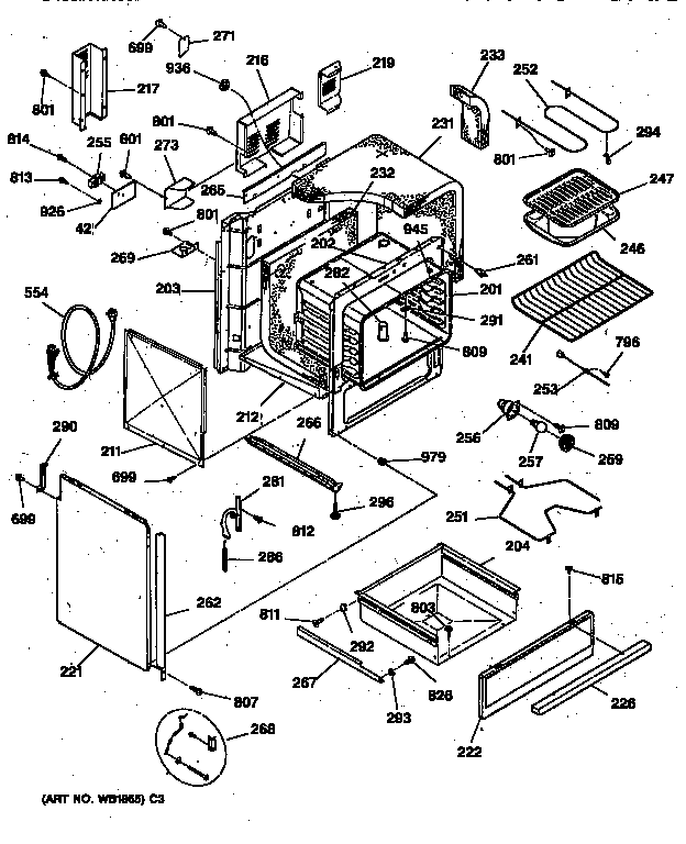 Body Parts Diagram and Parts List for JSP31WV2WW  General Electric Range