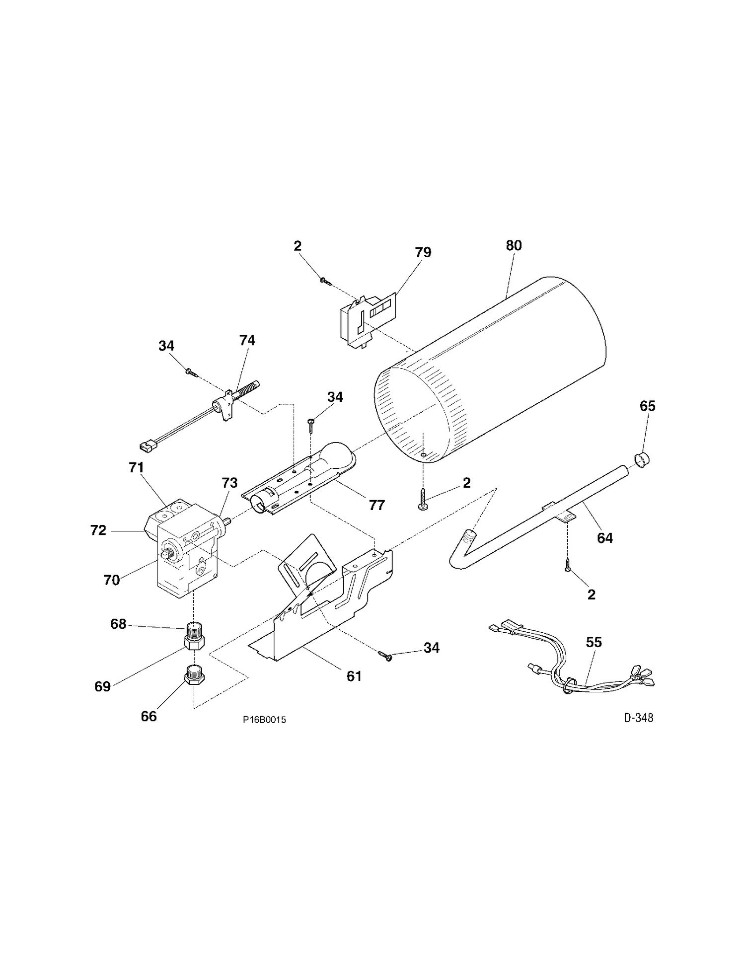 BURNER Diagram and Parts List for PSXH43GC0WW  General Electric Dryer