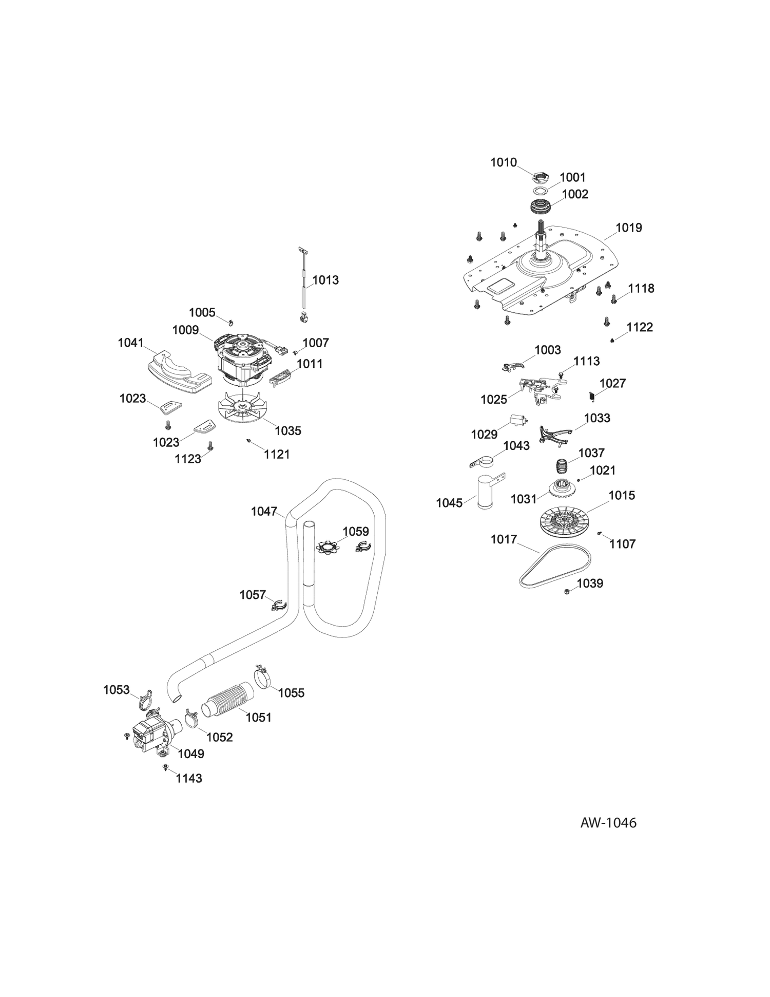 DRIVE COMPONENTS WASHER Diagram and Parts List for GUAP270EM1WW  General Electric Washer