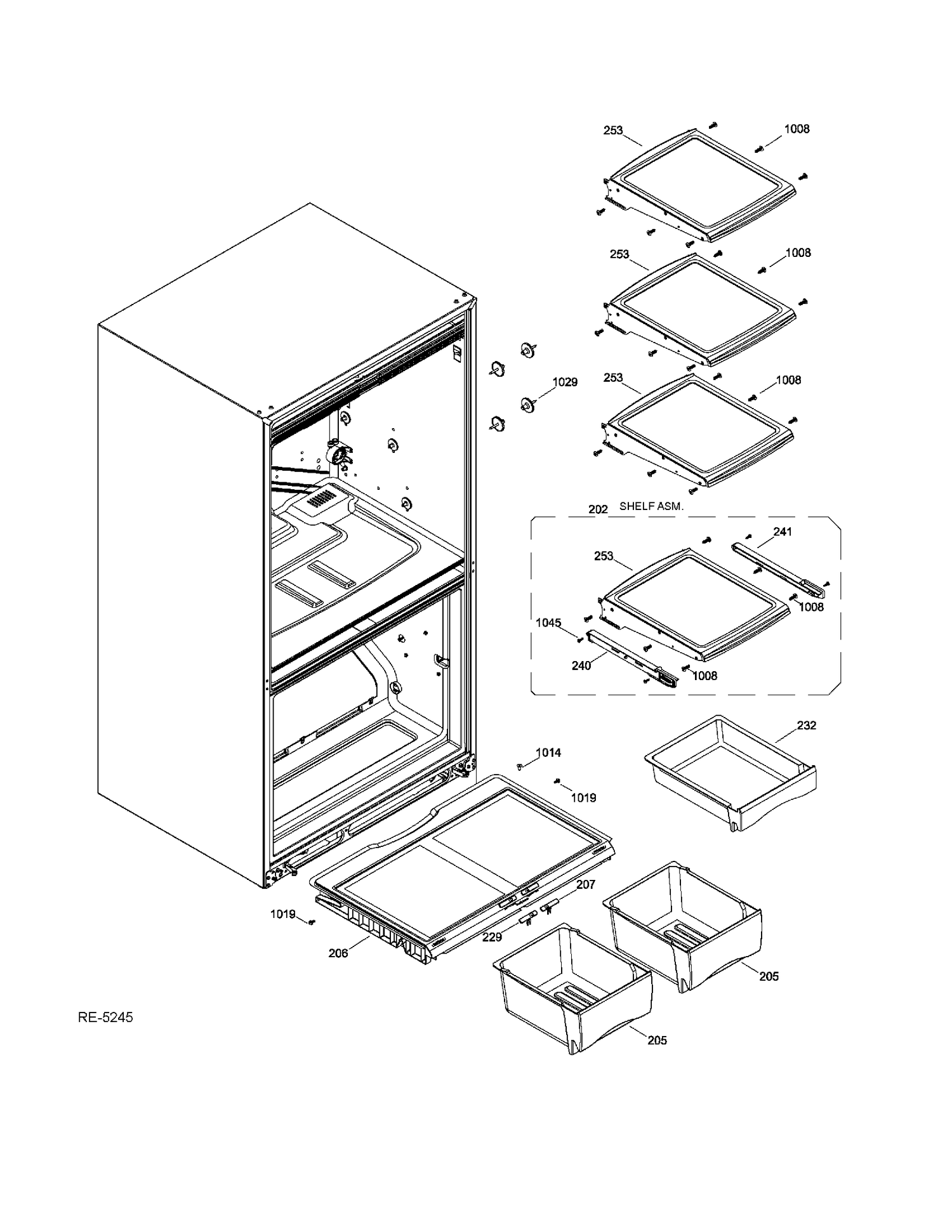FF SHELVES Diagram and Parts List for GDRC3KBYKRWW  General Electric Refrigerator