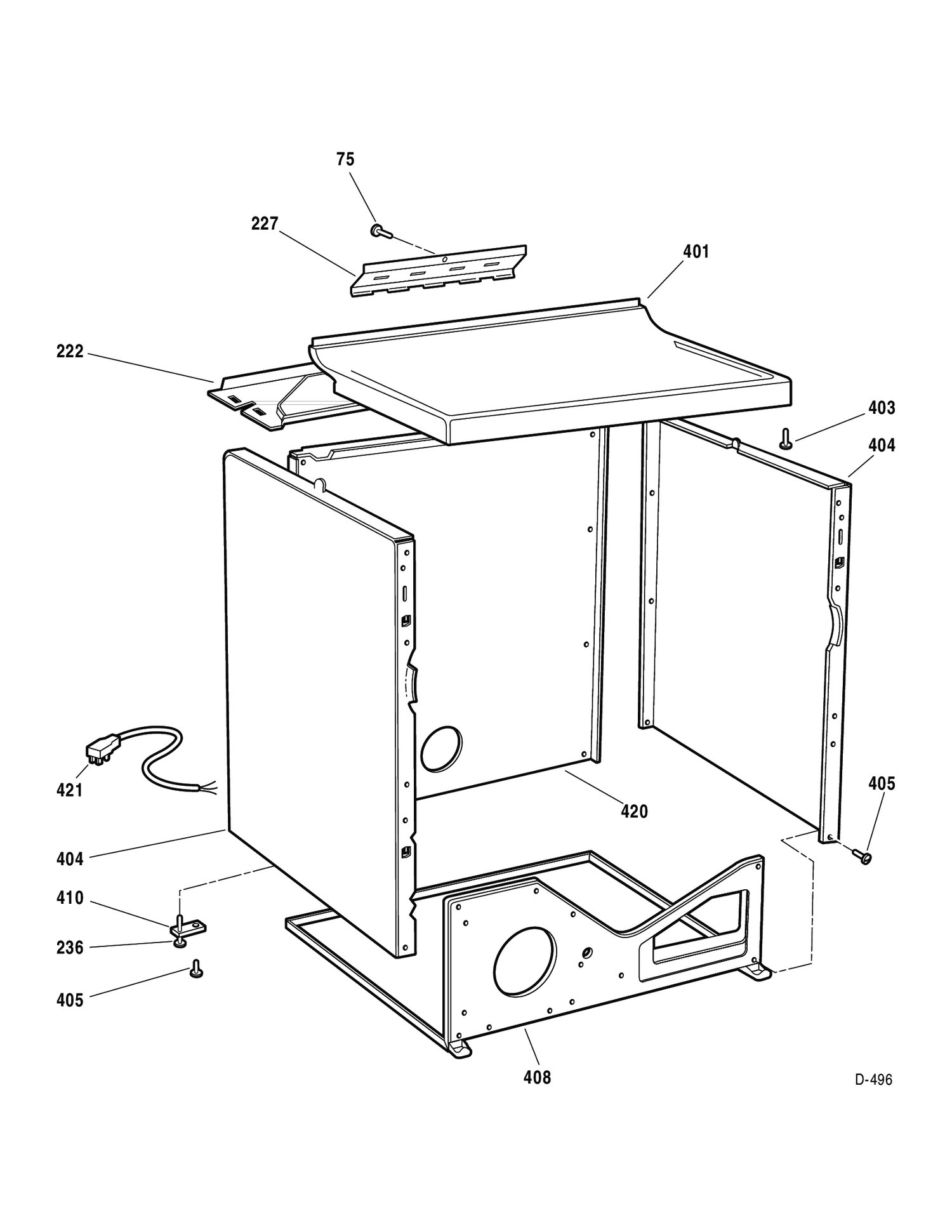 CABINET Diagram and Parts List for UPSE810EH0WT  General Electric Dryer