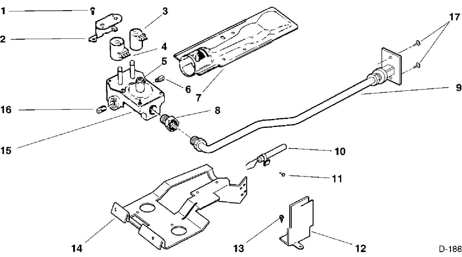 GAS VALVE & BURNER Diagram and Parts List for UPSF495GW2WW  General Electric Dryer