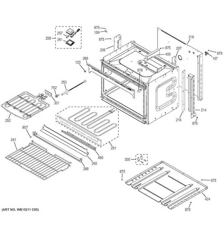 Lower Oven Diagram and Parts List for JK3500DF2WW  General Electric Wall Oven