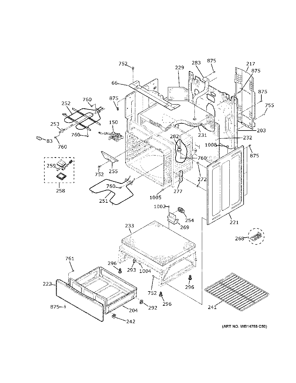 Body Parts Diagram and Parts List for JB645EK9ES  General Electric Range