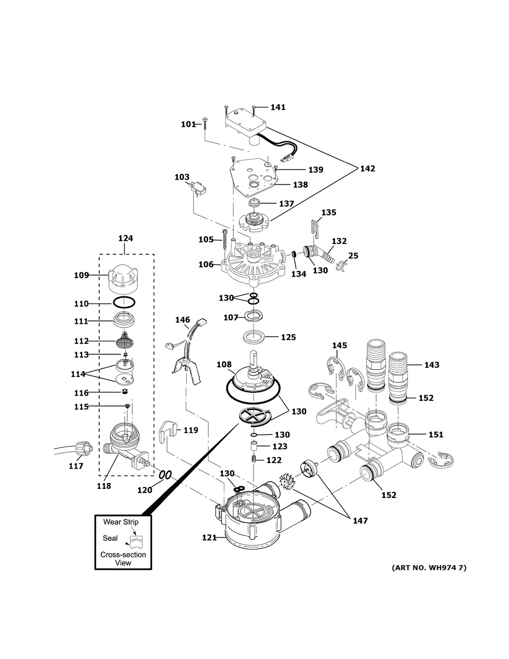 Pump Diagram and Parts List for GXSH40V01  General Electric Water Filter System