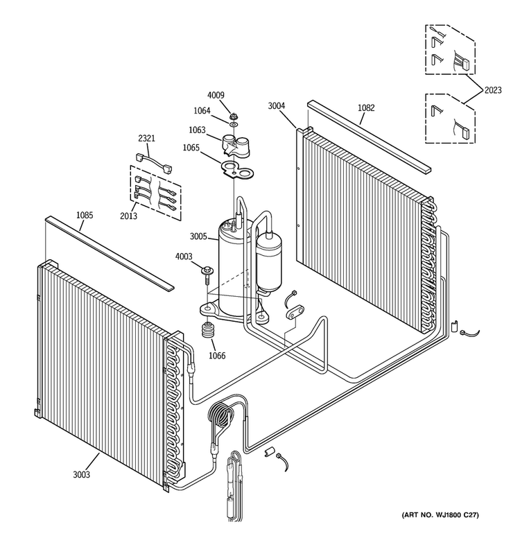 Unit Parts Diagram and Parts List for AZ85W18DACM2  General Electric Air Conditioner