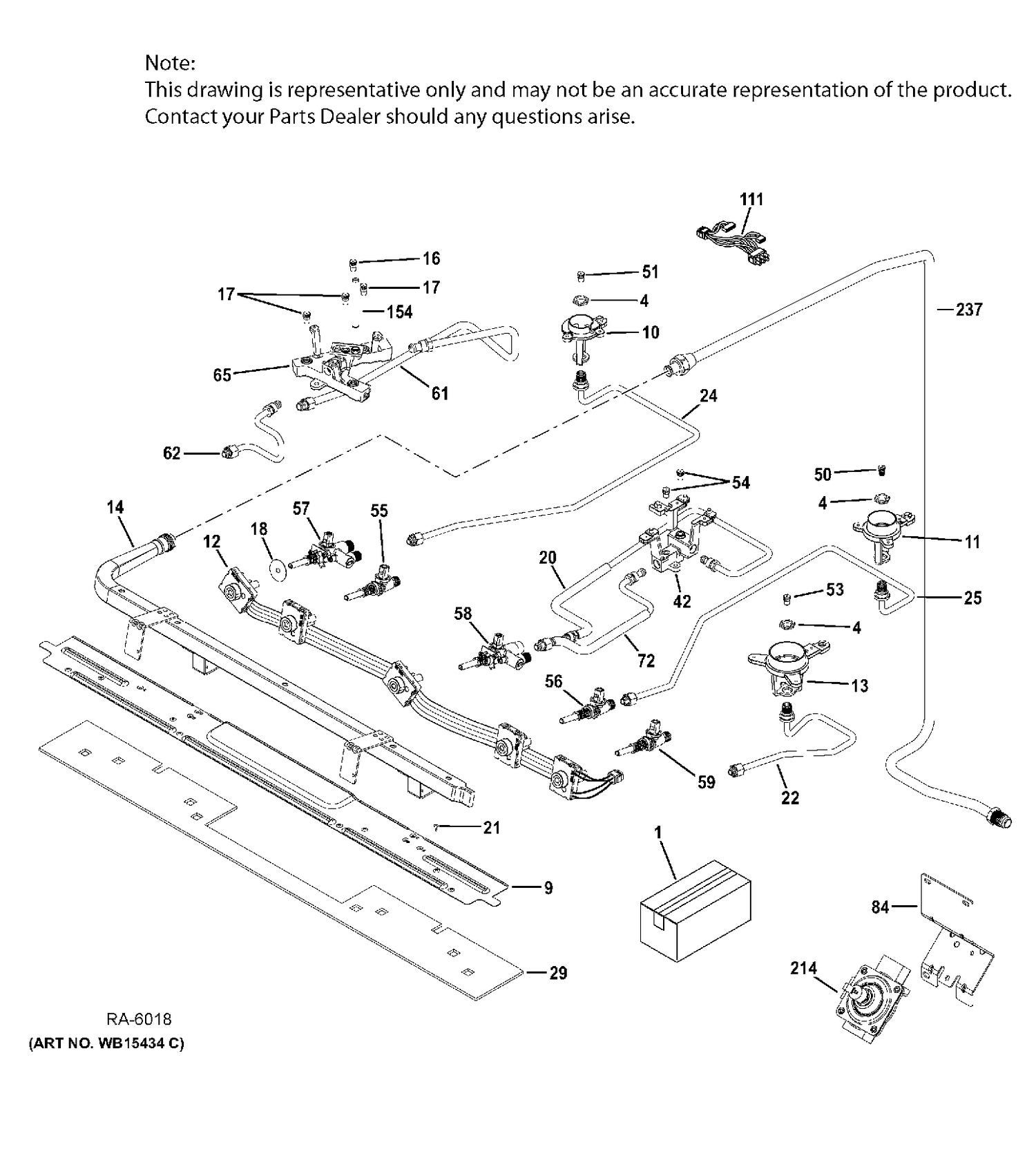 GAS & BURNER PARTS Diagram and Parts List for PC2B940SEJ2SS  General Electric Range