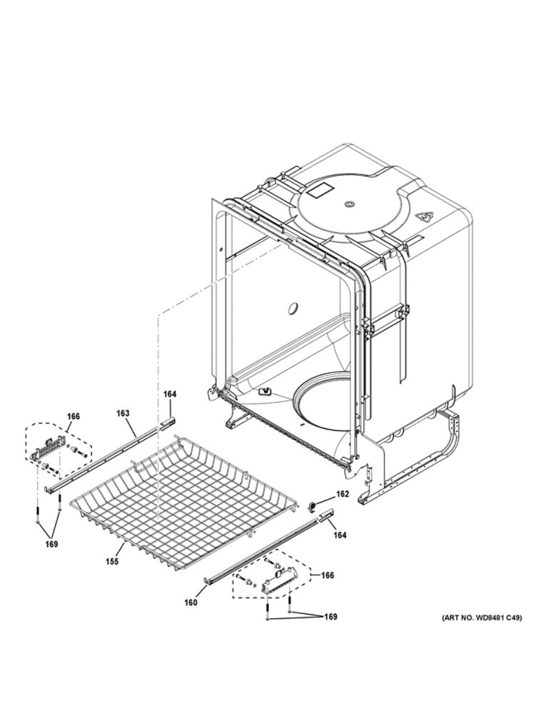 Body Parts 2 Diagram and Parts List for GDT630PGR0WW  General Electric Dishwasher