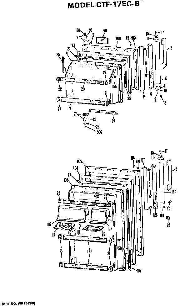 Doors Diagram and Parts List for CTF17ECB  Hotpoint Refrigerator