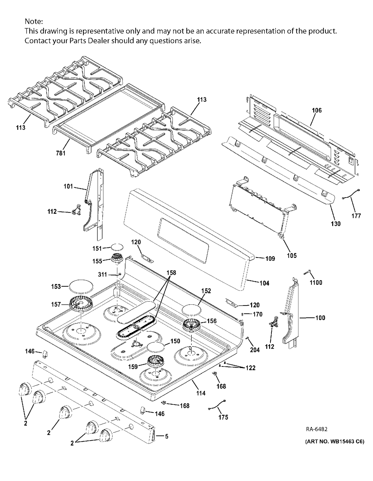 CONTROL PANEL & COOKTOP Diagram and Parts List for JCGB860SEJ4SS  General Electric Range