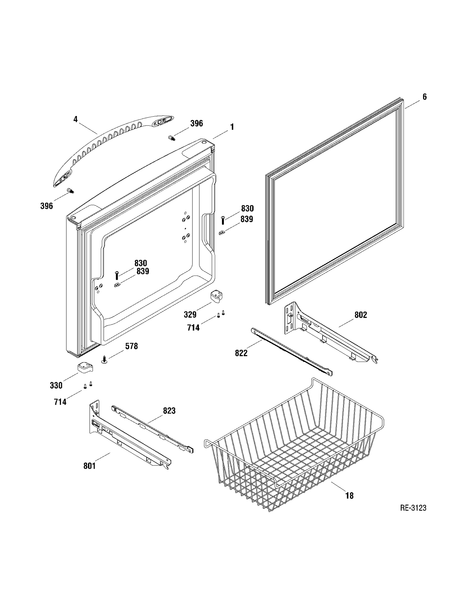 FZ DOOR Diagram and Parts List for PDRF2MBXARBB  General Electric Refrigerator