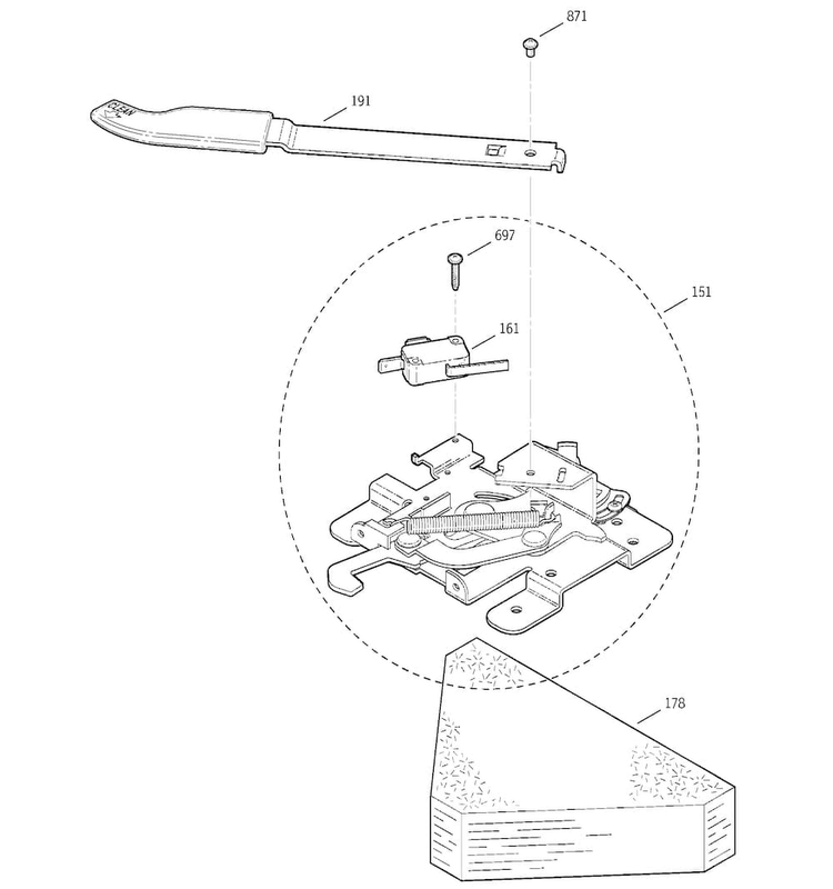 Door Lock Diagram and Parts List for JBP78DD1CC  General Electric Range