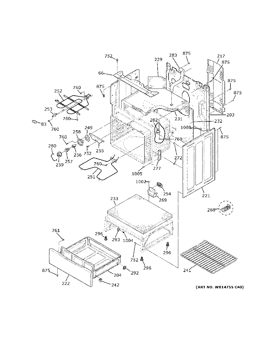 Body parts Diagram and Parts List for JBS60RK6SS  General Electric Range