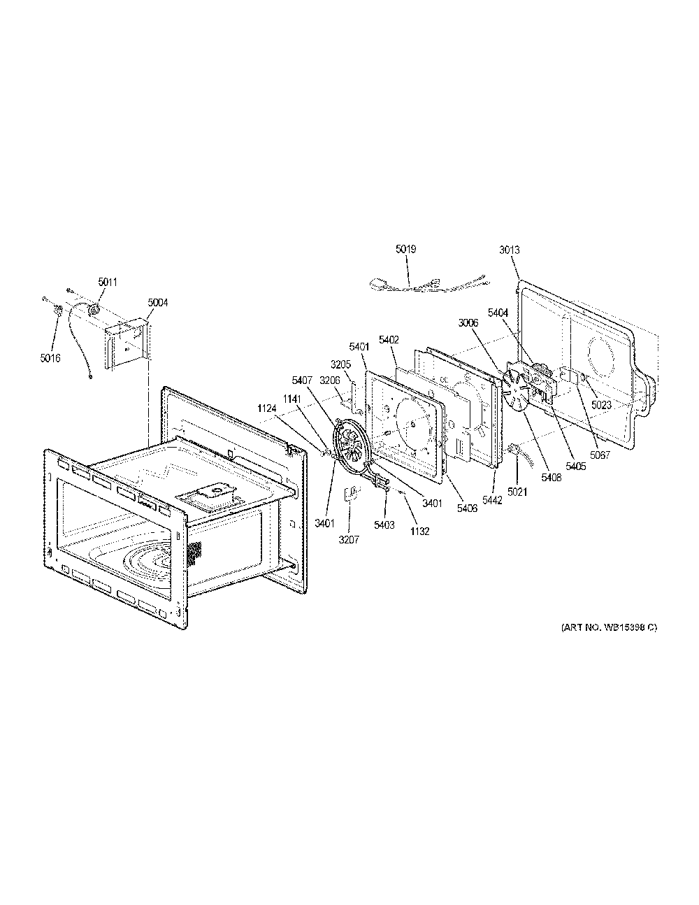 Interior Parts Diagram and Parts List for PT7800EKAES  General Electric Microwave Oven Combo