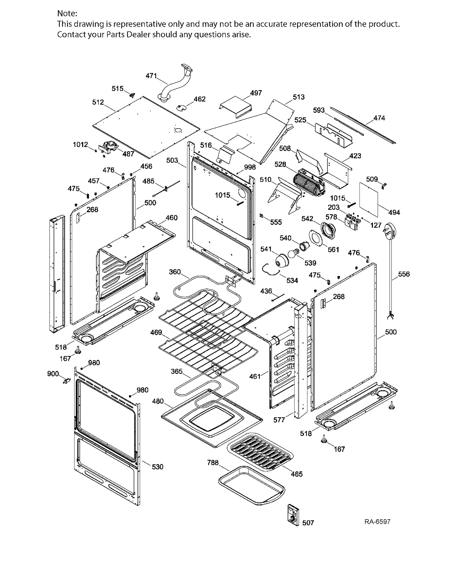BODY Diagram and Parts List for JCAP760SM3SS  General Electric Range