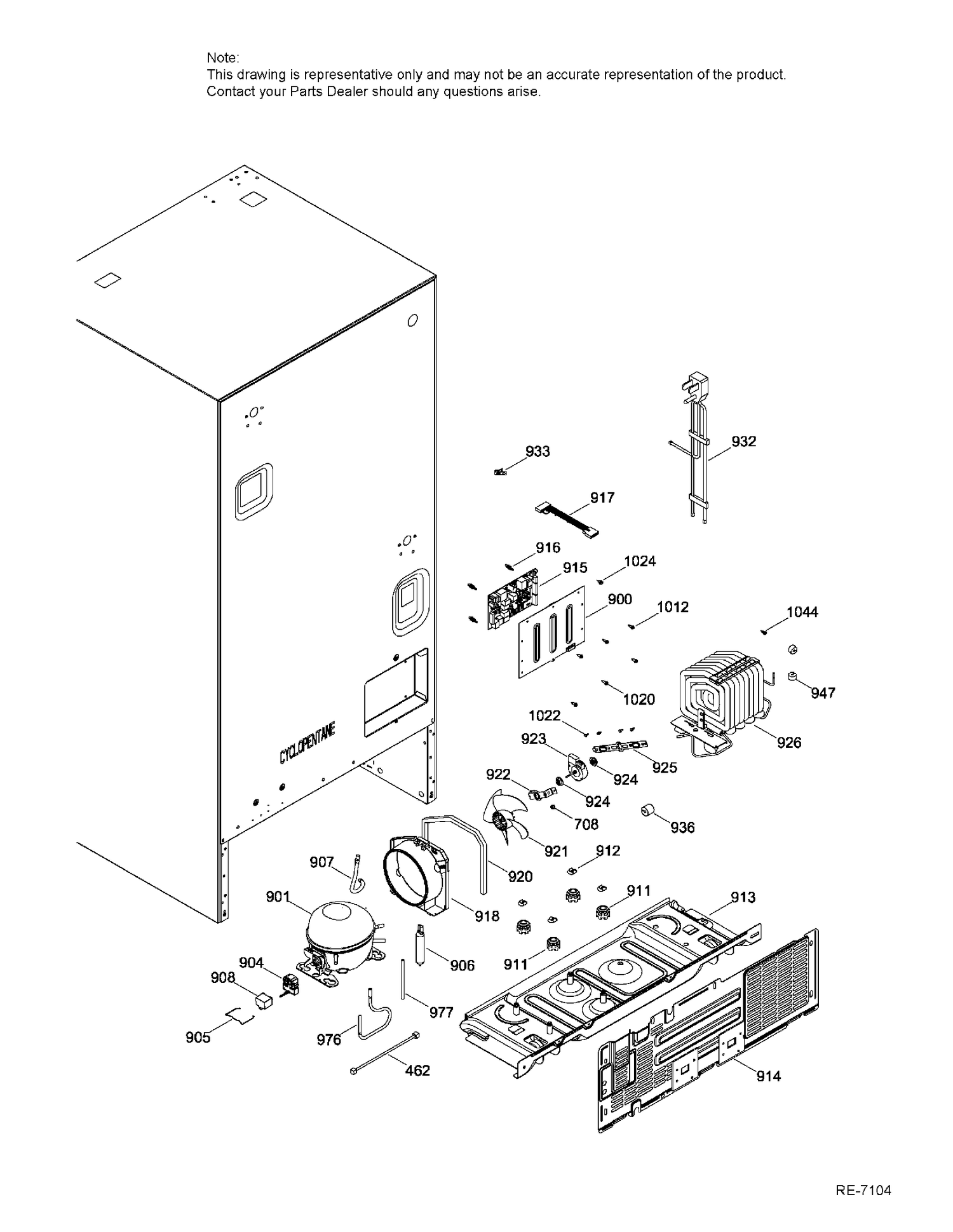 SEALED SYSTEM AND MOTHER BOARD Diagram and Parts List for GDE21DGKBKBB  General Electric Refrigerator