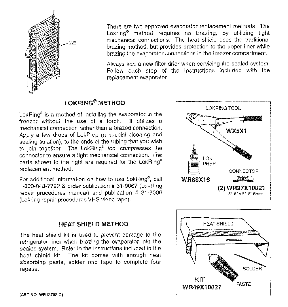 Evaporator instructions Diagram and Parts List for GZS22DGJRFWW  General Electric Refrigerator
