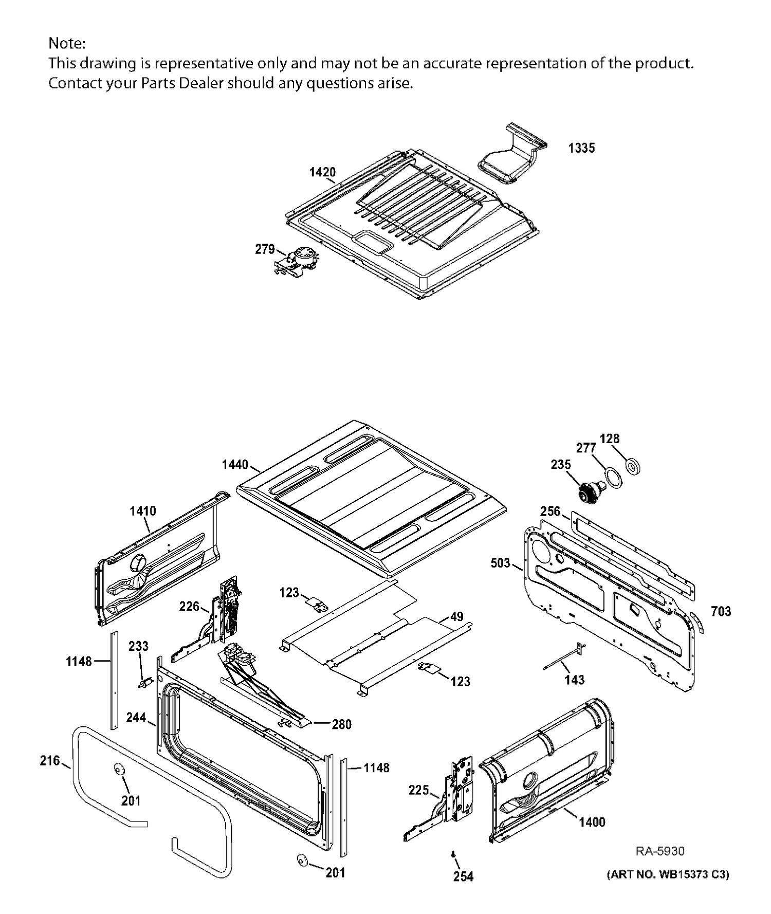 UPPER OVEN Diagram and Parts List for JCGB850SEF3SS  General Electric Range
